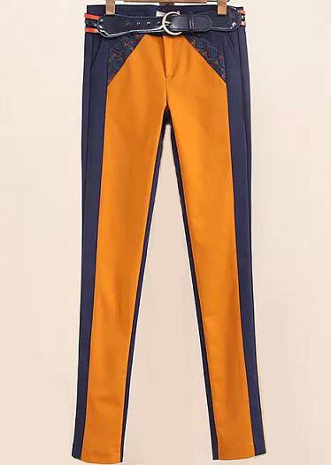 Romwe Colour-block Pockets Slim Pant