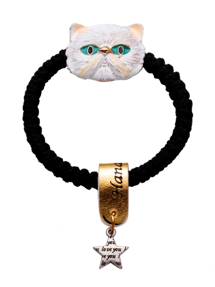 Romwe Black Cat Embellished Elastic Cute Hair Tie
