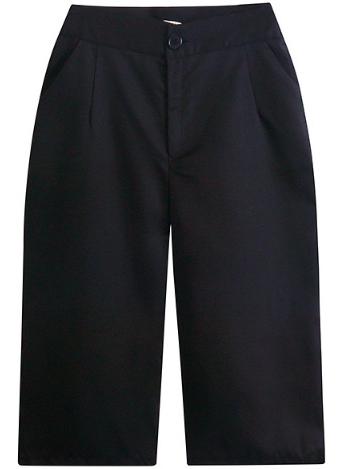 Romwe With Button Wide Leg Cropped Black Pant