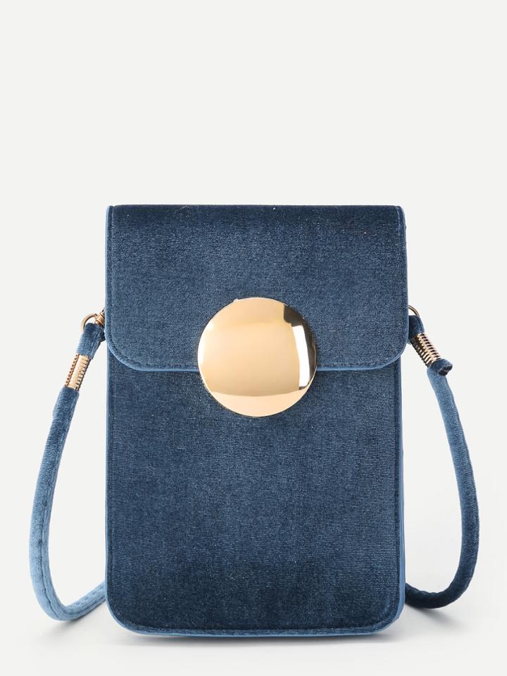 Romwe Round Magnetic Button Pvc Pouch Bag