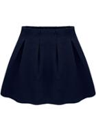 Romwe Casual Ruffle Navy Skirt