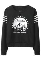 Romwe Stars Letters Print Crop Sweatshirt