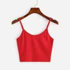 Romwe Solid Rib-knit Form Fitting Crop Cami Top
