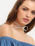 Romwe White Two Layers Bow Necklace