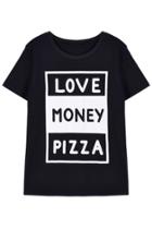 Romwe Romwe Letters Print Short-sleeved Black T-shirt