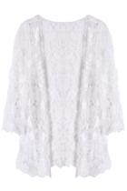Romwe Romwe Floral Lace Asymmetric Apricot Cardigan