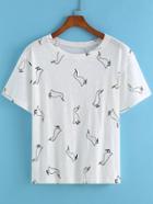 Romwe Duck Print Loose T-shirt