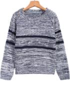 Romwe Striped Knit Loose Sweater