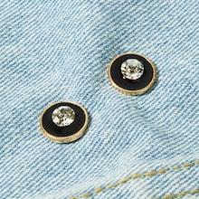 Romwe Rhinestone Engraved Round Brooch Set 2pcs