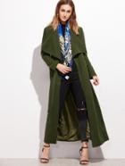 Romwe Olive Green Oversized Collar Long Coat