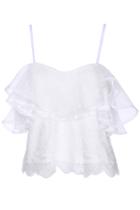 Romwe Romwe Dual-tone Crop White Lace Camisole Vest