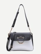 Romwe Color Block Metal Ring Convertible Crossbody Bag