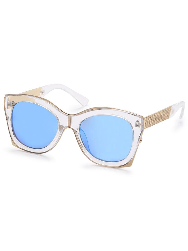 Romwe Clear Frame Blue Lens Sunglasses
