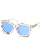 Romwe Clear Frame Blue Lens Sunglasses