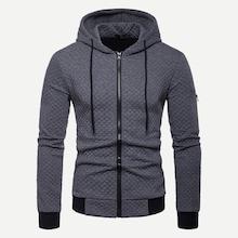 Romwe Men Zip Front Drawstring Hoodie