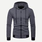 Romwe Men Zip Front Drawstring Hoodie
