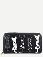 Romwe Casual Black Pu Little Cat Wallet