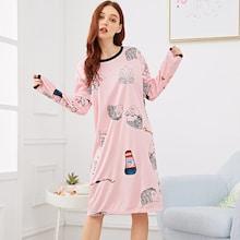 Romwe Figure & Letter Print Night Dress