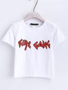 Romwe Letter Print Short Sleeve Tee