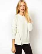 Romwe Sides Zipper Beige Sweater