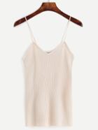 Romwe Apricot Ribbed Knit Cami Top