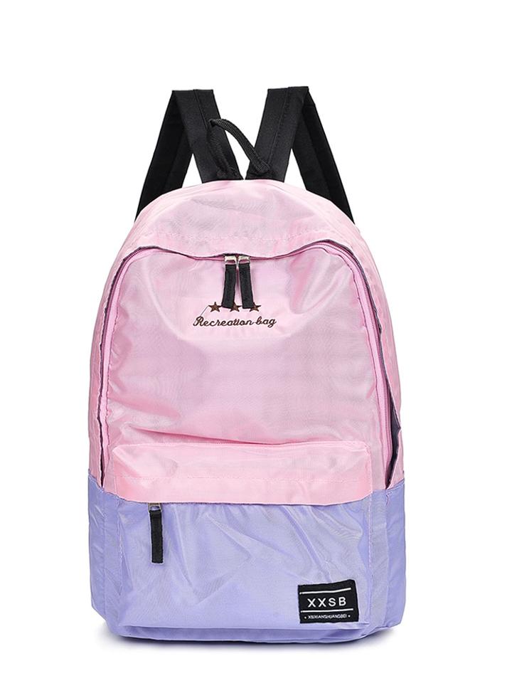 Romwe Color Block Canvas Backpack