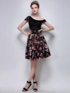 Romwe Colorful Florals Flare Skirt