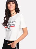 Romwe Crop Graphic T-shirt