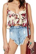 Romwe Floral Print Self-tie Strapped Vest