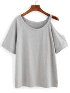 Romwe Cutout One-shoulder T-shirt