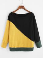 Romwe Cut And Sew Color Block Sweater