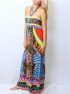 Romwe Straight Across Neck Vintage Print Shift Dress