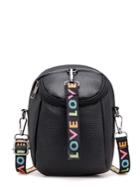 Romwe Pebble Crossbody Bag With Slogan Strap