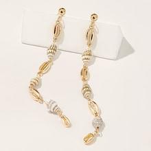 Romwe Triple Cowrie Shell Drop Earrings 1pair