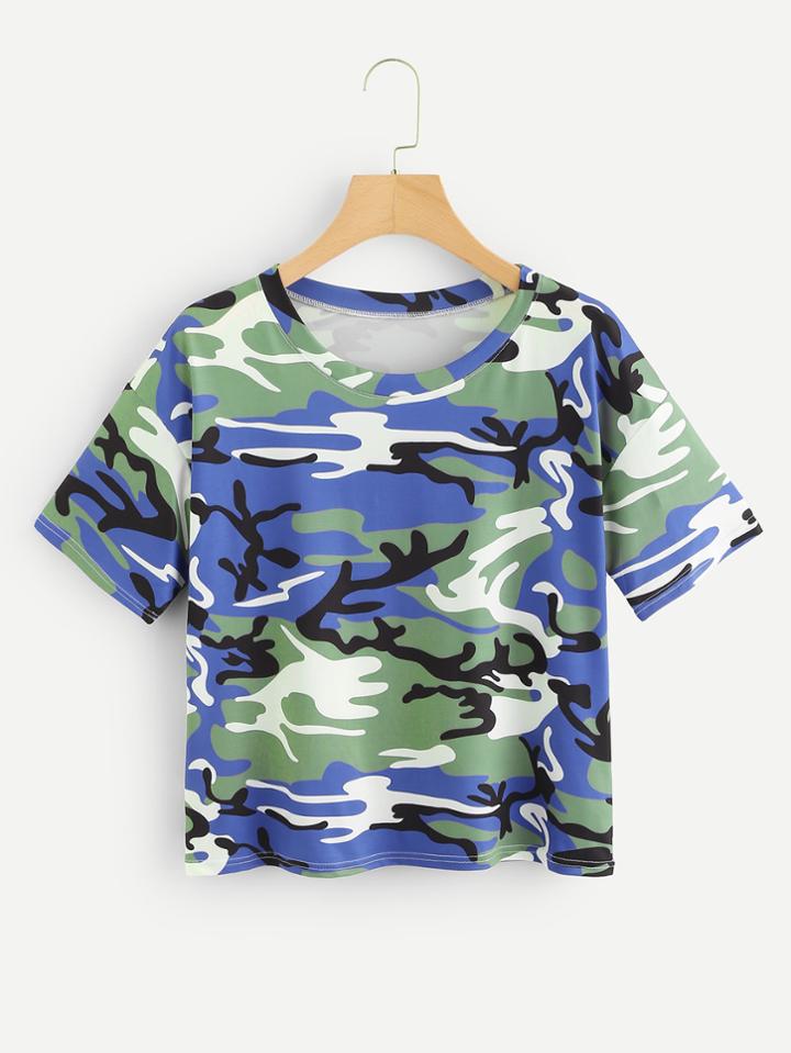 Romwe Graffiti Print Crop Tee
