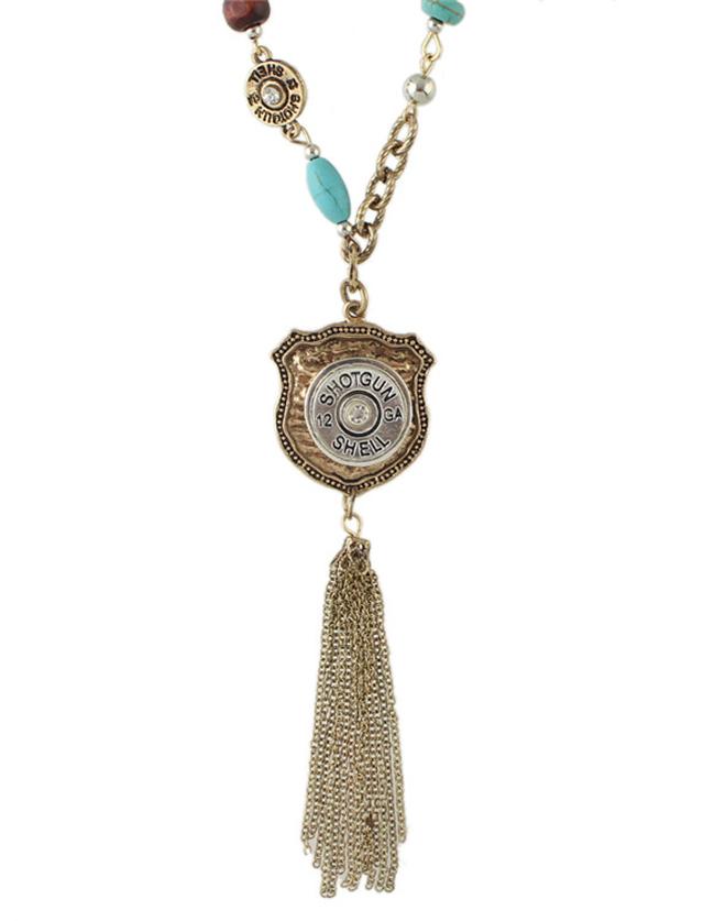 Romwe Gold Plated Tassel Pendant Necklace