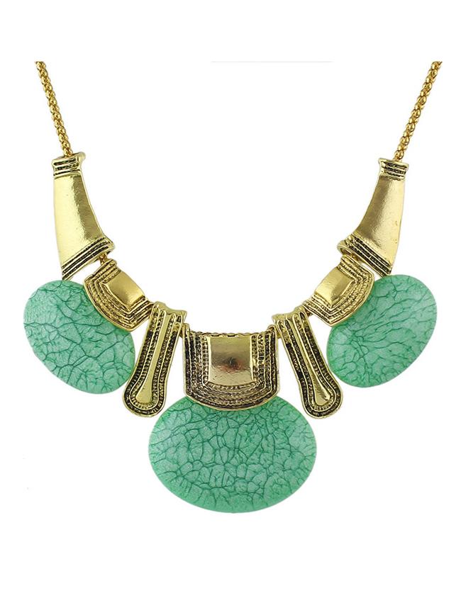 Romwe Green Turquoise Statement Collar Necklace