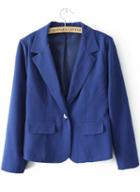 Romwe Lapel With Pockets Button Crop Blazer