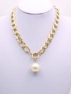 Romwe Faux Pearl Chain Necklace