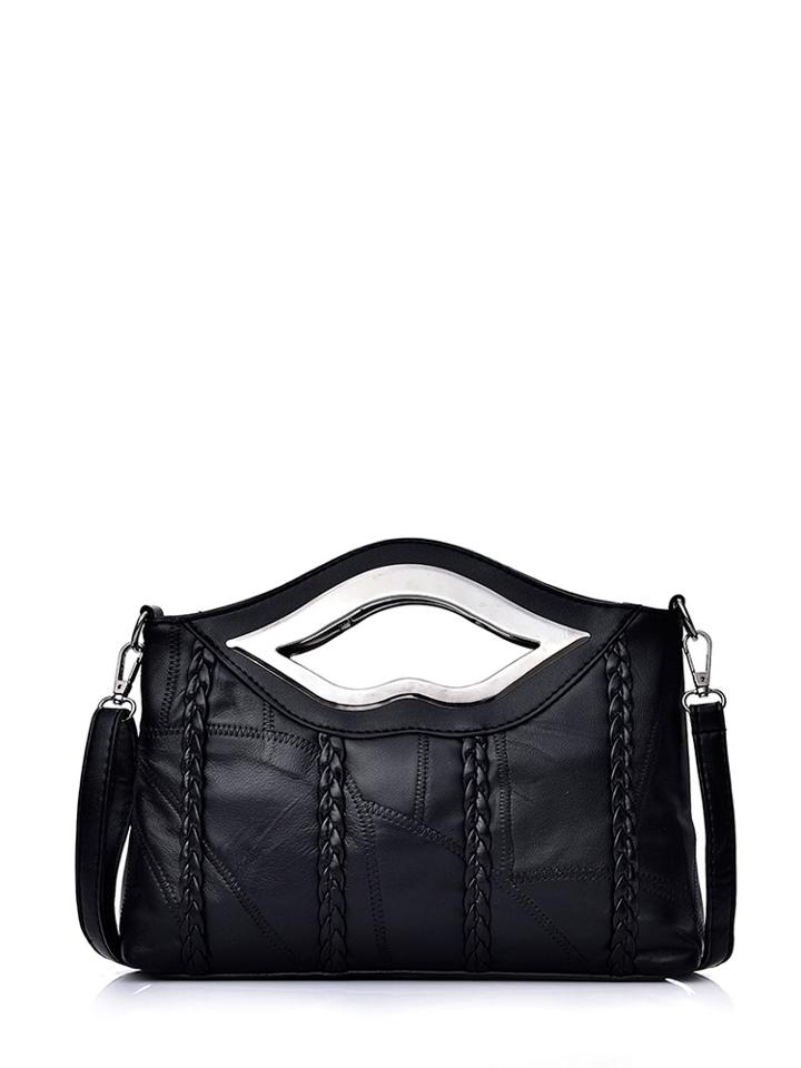 Romwe Simple Weave Shoulder Bag