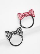 Romwe Houndstooth Knot Hair Tie 2pcs