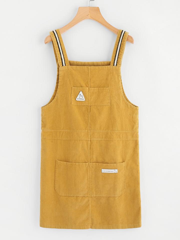 Romwe Pocket Front Corduroy Overall