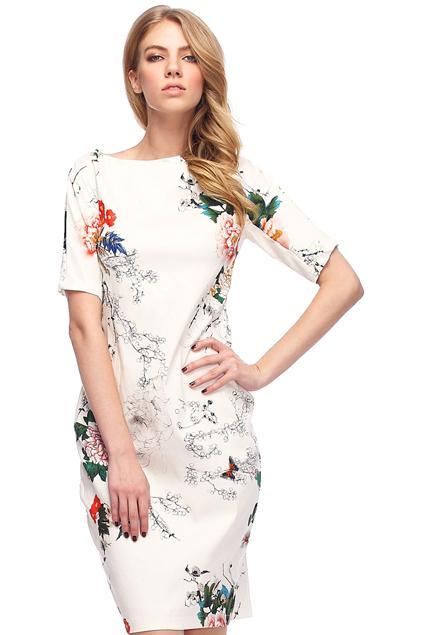 Romwe Floral Print Slim White Dress