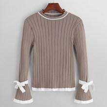 Romwe Contrast Trim Flounce Sleeve Jumper