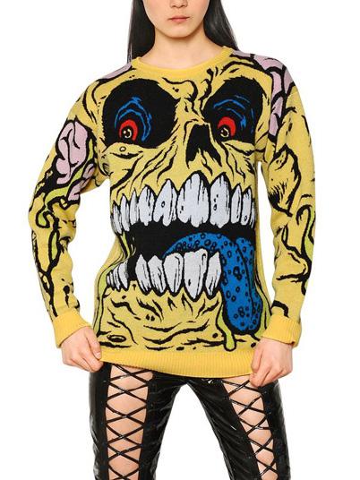 Romwe Long Sleeve Monster Pattern Sweater