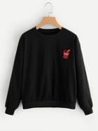 Romwe Drop Shoulder Cola Embroidered Patch Sweatshirt