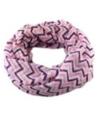 Romwe Latest Design Pink Voile Knitted Stripes Printed Fashionable Scarf
