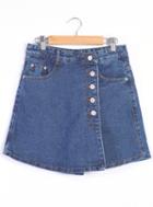 Romwe With Buttons Denim Shirt Shorts