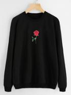Romwe Rose Print Sweatshirt
