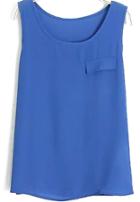 Romwe With Pocket Chiffon Blue Tank Top